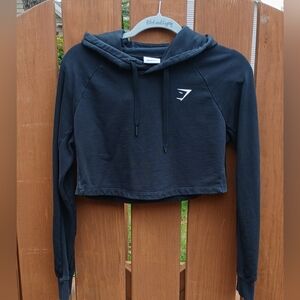 Black Cropped Hoodie by Gymshark Size Small